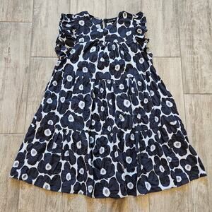 Jaquie The Label Dress Womens Size S Blue Floral Flutter Tiered Square Neck Mini